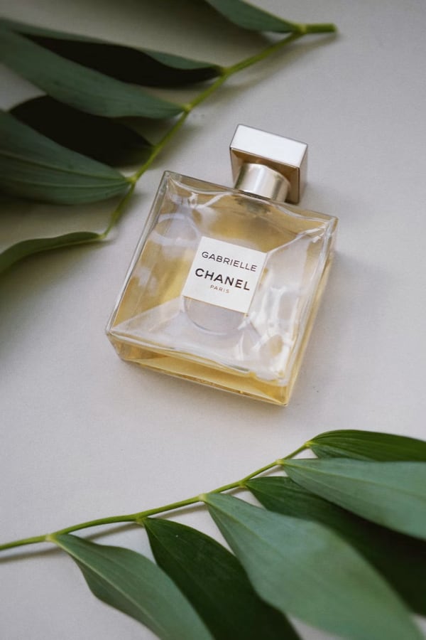 A perfume on a table